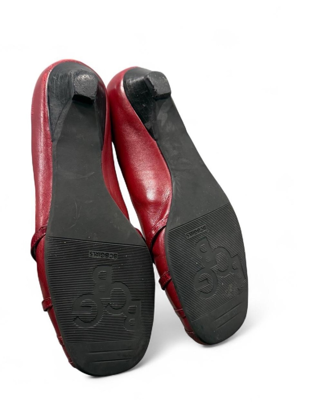 BCBGirls Burgundy Leather Knot-Detail Ballet Flats - Picture 3 of 7